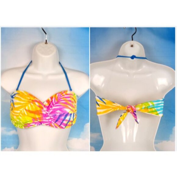 LA BLANCA Woman Bikini Top MULTI COLOR Swim Bathing Suit Tropical tie Back M 12 - Picture 1 of 4